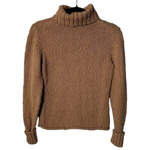 Sundance Boho Chunky Knit Turtleneck Sweater 100% Cotton Size Small